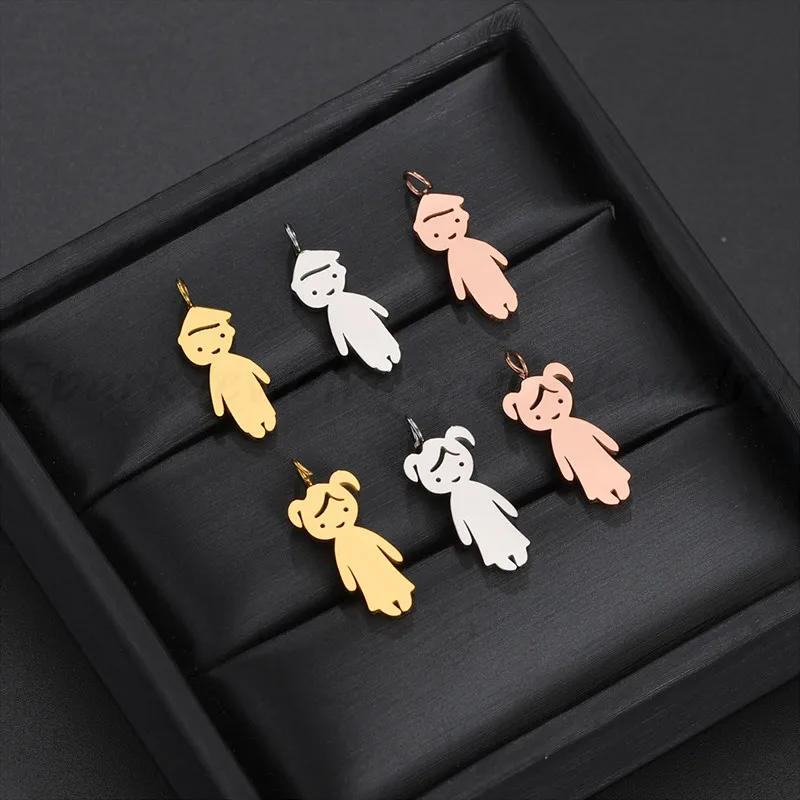 Spark Custom Name Boy Girl Pendant Necklace Stainless Steel Personalized Date Kids Figure Necklaces Family Birthday Gift Collar