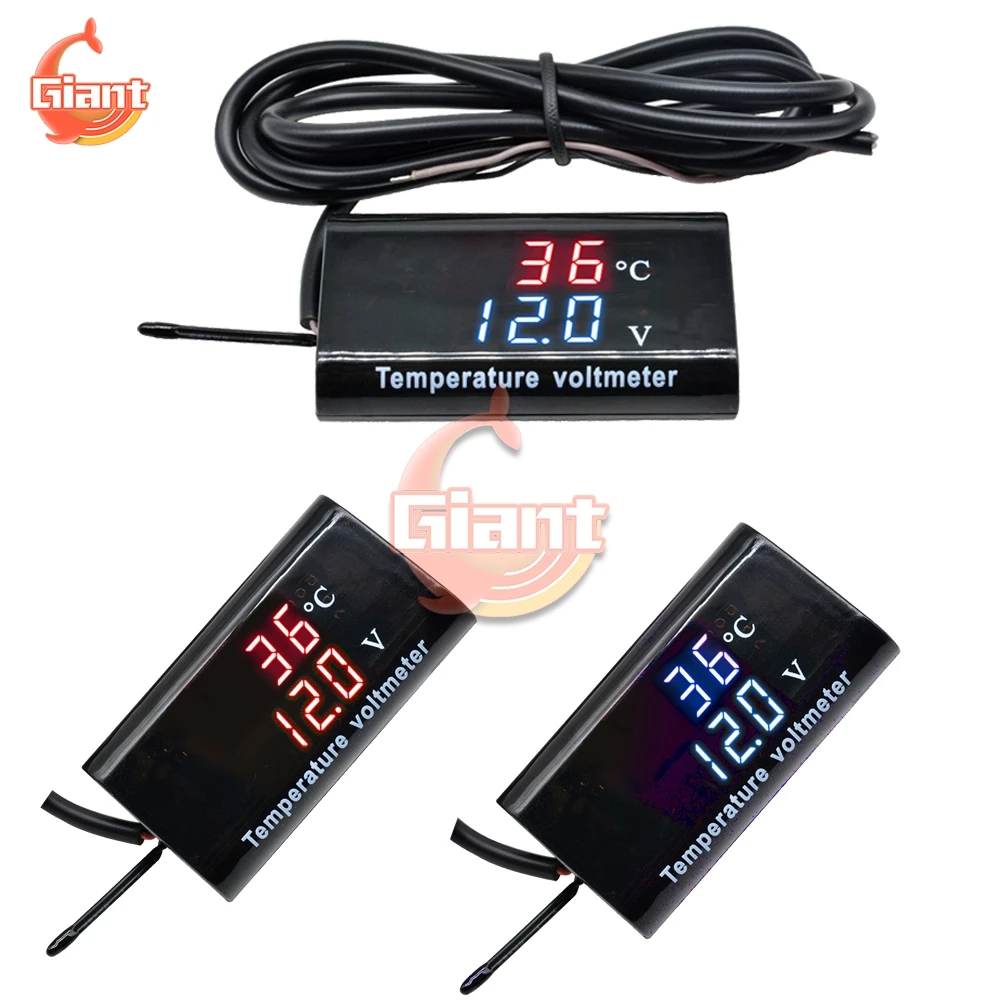 0.28 Inch LED Digital Dual Display 2 In 1 Thermometer Voltmeter Termometro Temperature Meter Voltage Monitor Tester for Car Boat