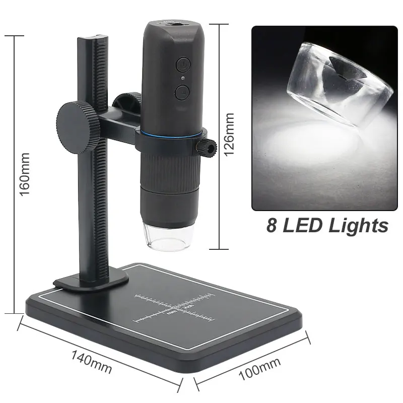 Microscopio digitale 1000X fotocamera microscopio WiFi portatile 8 LED HD 1080P per IOS Smartphone Android Windows strumenti di ispezione PCB
