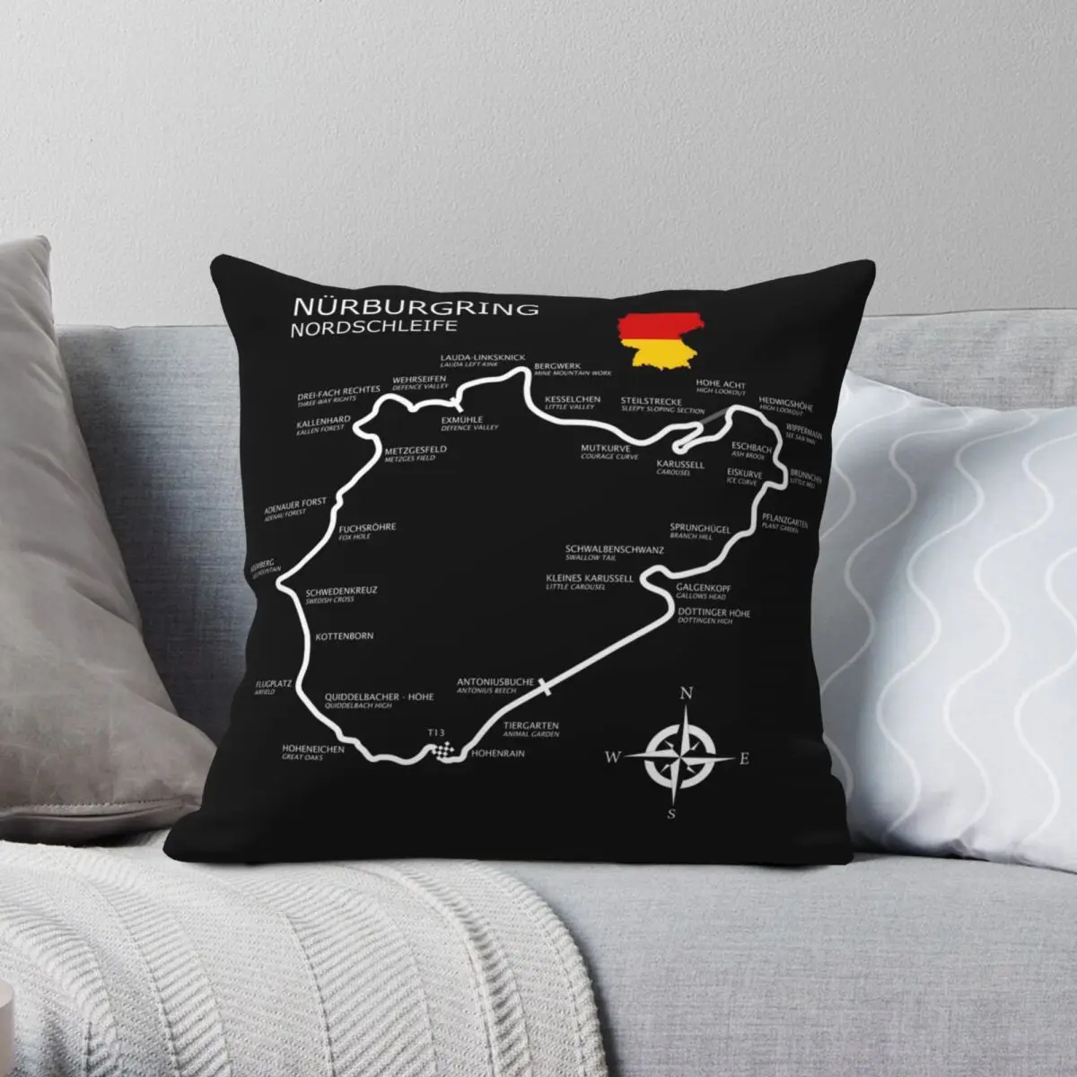 The Nurburgring Nordschleife Pillowcase Polyester Linen Velvet Pattern Zip Decor Throw Pillow Case Sofa Seater Cushion Cover