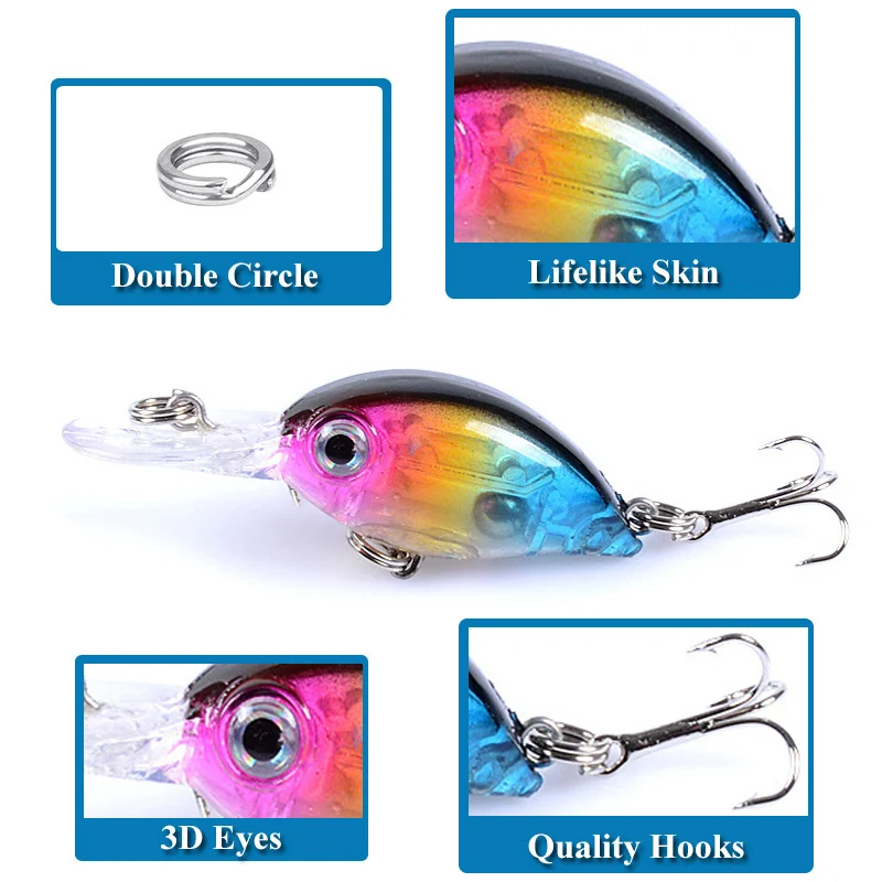 1PCS 5.2cm 3.8g Crankbait Fishing Lure Quality Minnow Lure 3D Eyes Plastic Hard Bait Pesca Artificial Jig Wobblers Fishing Bait