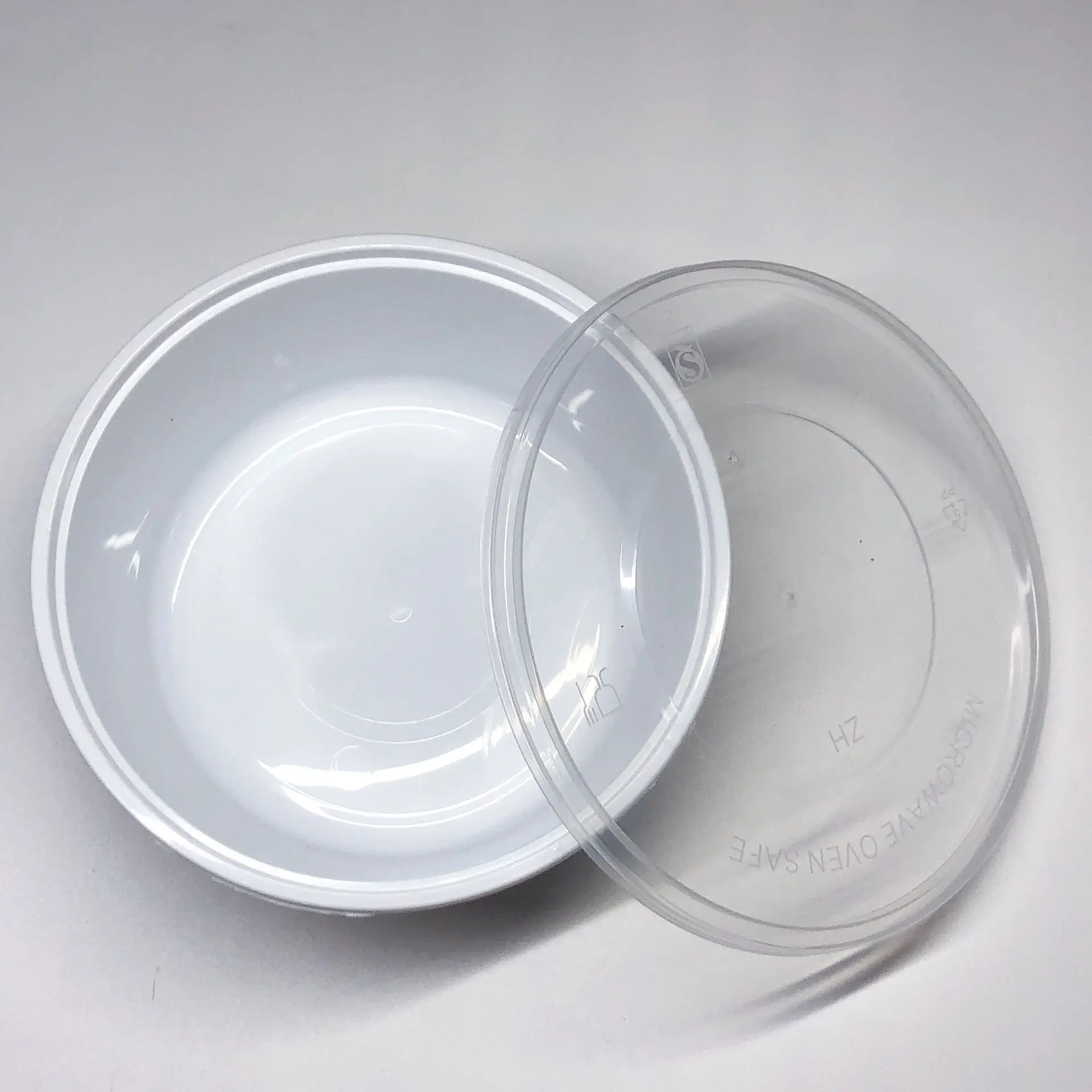 Disposable Plastic Lunch Bowl with Lids, Food Container, Storage Box, Lunch Box, Fruit Packaging Box, White, 10Pcs Set, 300ML