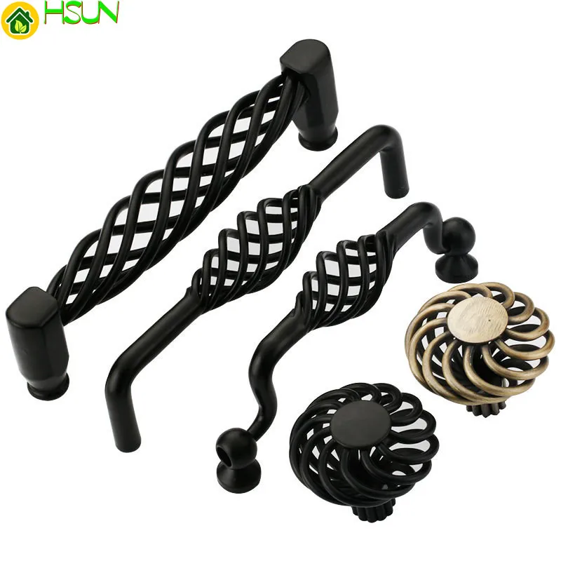 

Bird Cage Furniture Handles Black Cabinet Knobs and Handles Kitchen Handle Cupboard Pulls Drawer Knobs Antique Bronze Handles