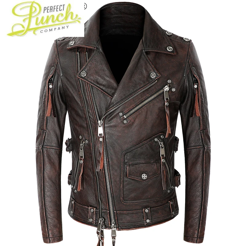 

Fahsion 2021 Leather Jacket Men Slim Streetwear Motorcycle Coat Cowhide Coat Men Clothing Bomber Jacket Chaquetas Hombre WPY3842