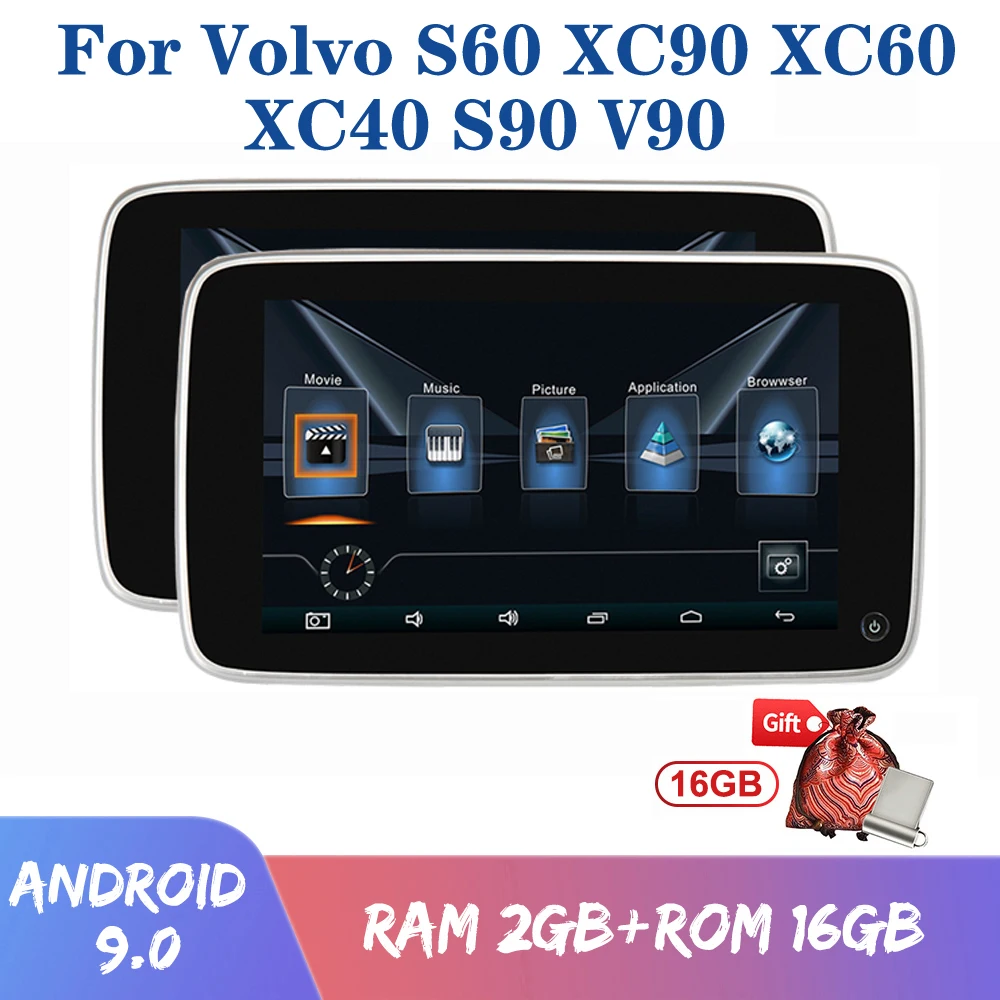 

11.6" Android 2GB+16GB Car Headrest Monitor 1920x1080P IPS Screen Rear Seat Entertainment For Volvo S60 XC90 XC60 XC40 S90 V90