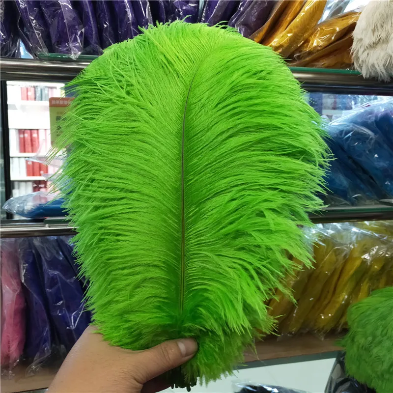 The New 50pcs/lot High Quality Green Ostrich Feather 30-35cm/12-14inch Craft Party Carnival Celebration Home Plumas De Faisan