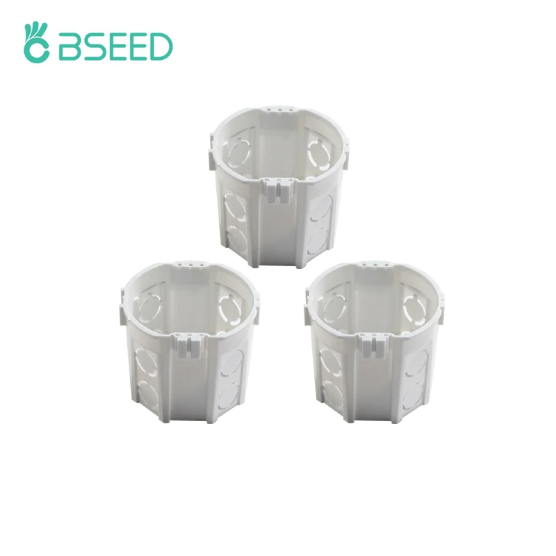 BSEED EU Standard Mounting Box Internal Cassette Wall Switch Socket Wiring Back Box Plastic White 3Pack