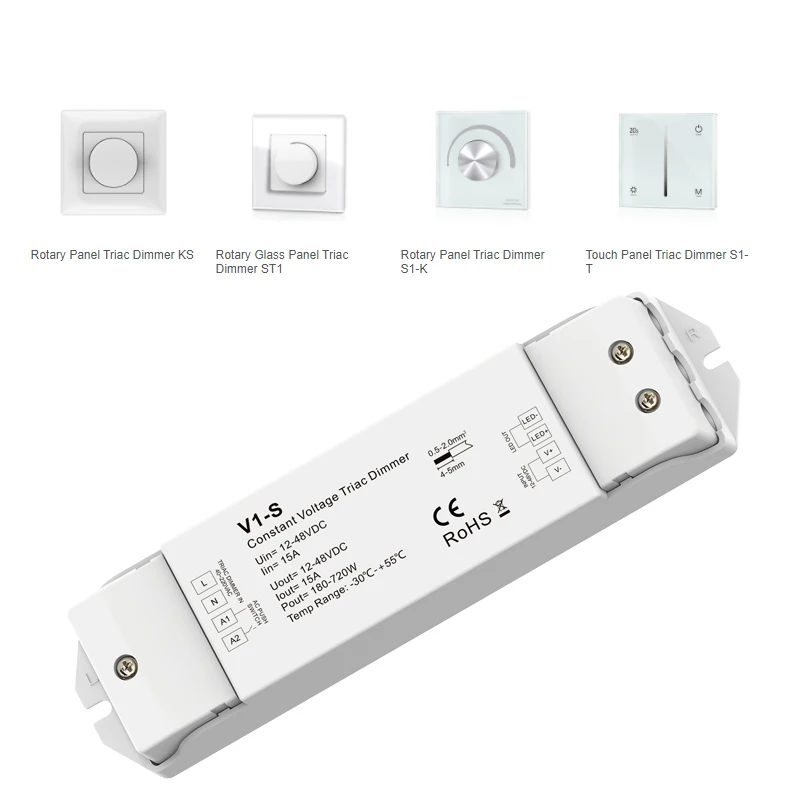 

Skydance Led Triac Dimmer 12V 24V 36V 48V DC Constant Voltage AC40V-220V Push Dim With S1-B KS S1-T S1-K Led Dimming Driver