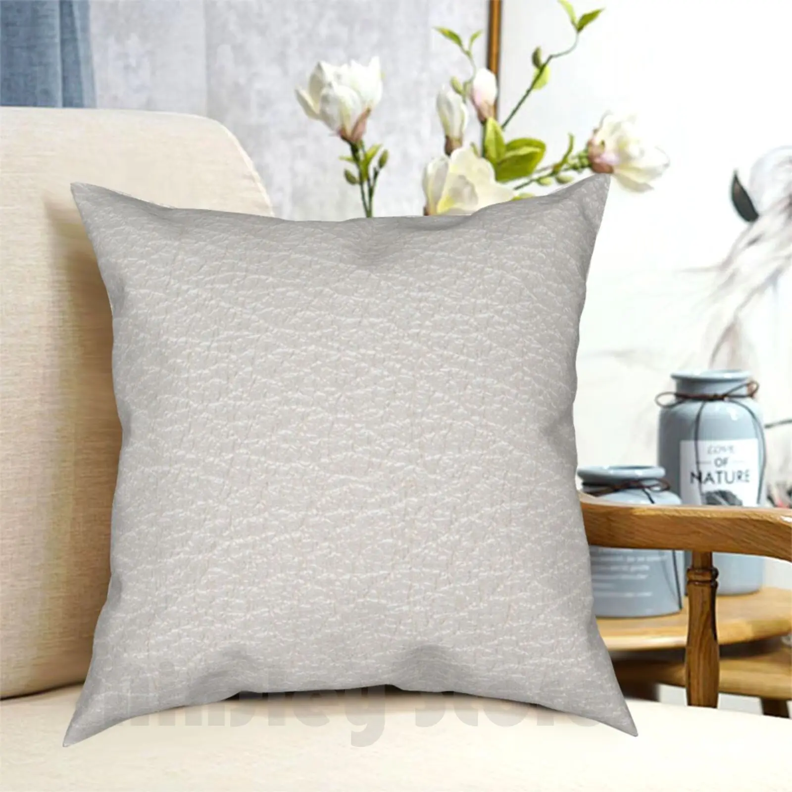 White Leather Texture Closeup Pillow Case Printed Home Soft Throw Pillow Abstract Accesories Animal Backdrop Background