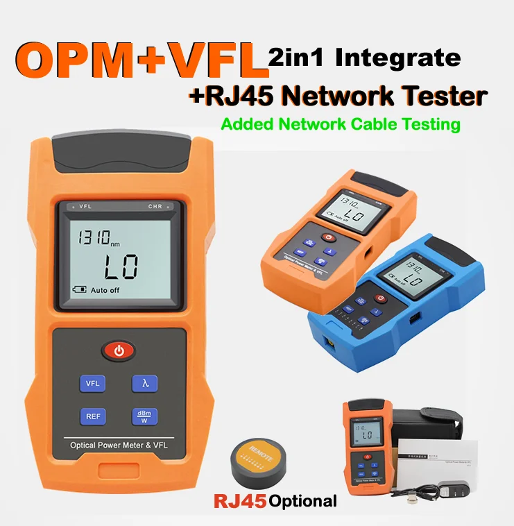 

TM263 Lithium battery High precision integrated machine Optical Power Meter & VFL & RJ45 Network Tester With FC, SC 1/10/20/30mw