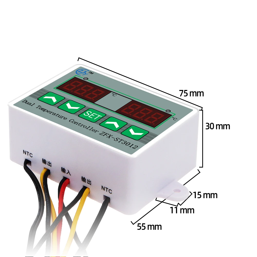 ST3012 ZFX-ST3012 12V/24V/110V-220V LED Display digitale termostato doppio regolatore di temperatura termometro controllo termico