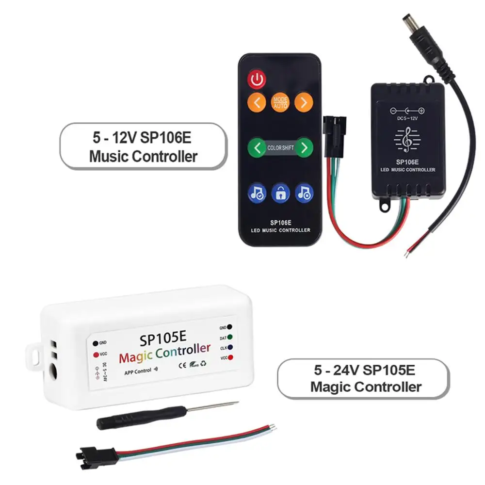 SP002 SP110 SP105E SP107E BT smart Music controller  SP108E WiFi wireless Controller 5V-24V For WS2812B 2811 RGB LED Strip