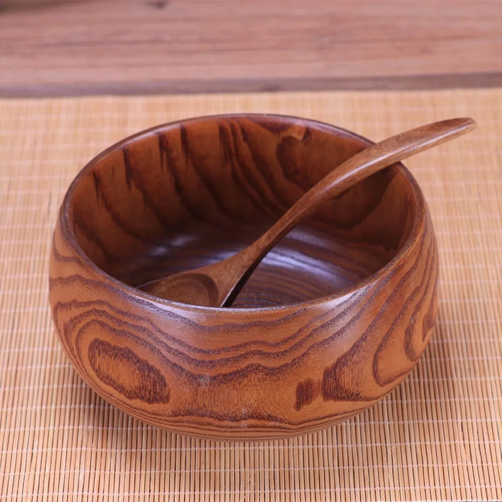 Creative Wooden Bowl Salad Ramen Soup Tableware Bowls Kids Food Container Instant Noodles For Kitchen Rice Tigelas Handmade