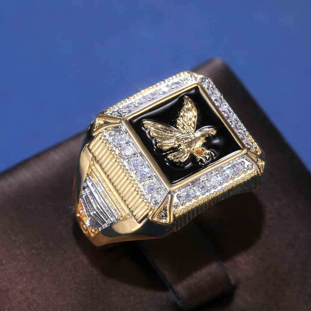 Bohemia Domineering Soldier Badge Armor Men\'s Ring Vintage Punk 14k gold Handmade Carved Rings gold jewelry 18k