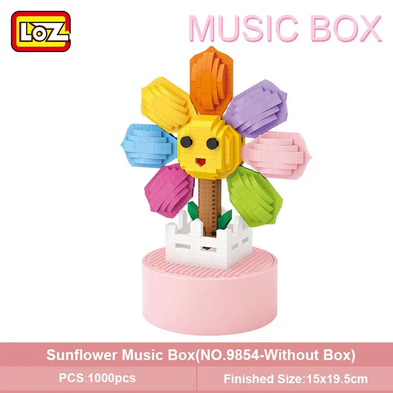 LOZ Diamond Blocks Music Box Sun Flower Mini Bricks Building Blocks Set Kids Assembly Pixels Gift Hobby Early Education Toys