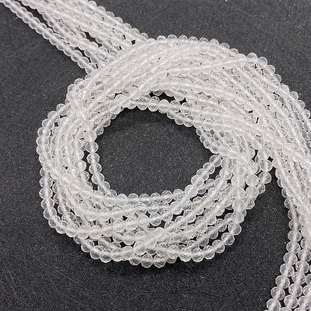 2/3/4mm Natural Stone Bead High Quality White Crystal Facet Beads for Jewelry Making DIY Necklace Bracelet Accessories Material