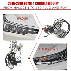 CZMOD Car Headlight Modification Upgrade Special Transfer Wiring Adapter Harness For 16-18 Toyota Corolla From Halogen To LED