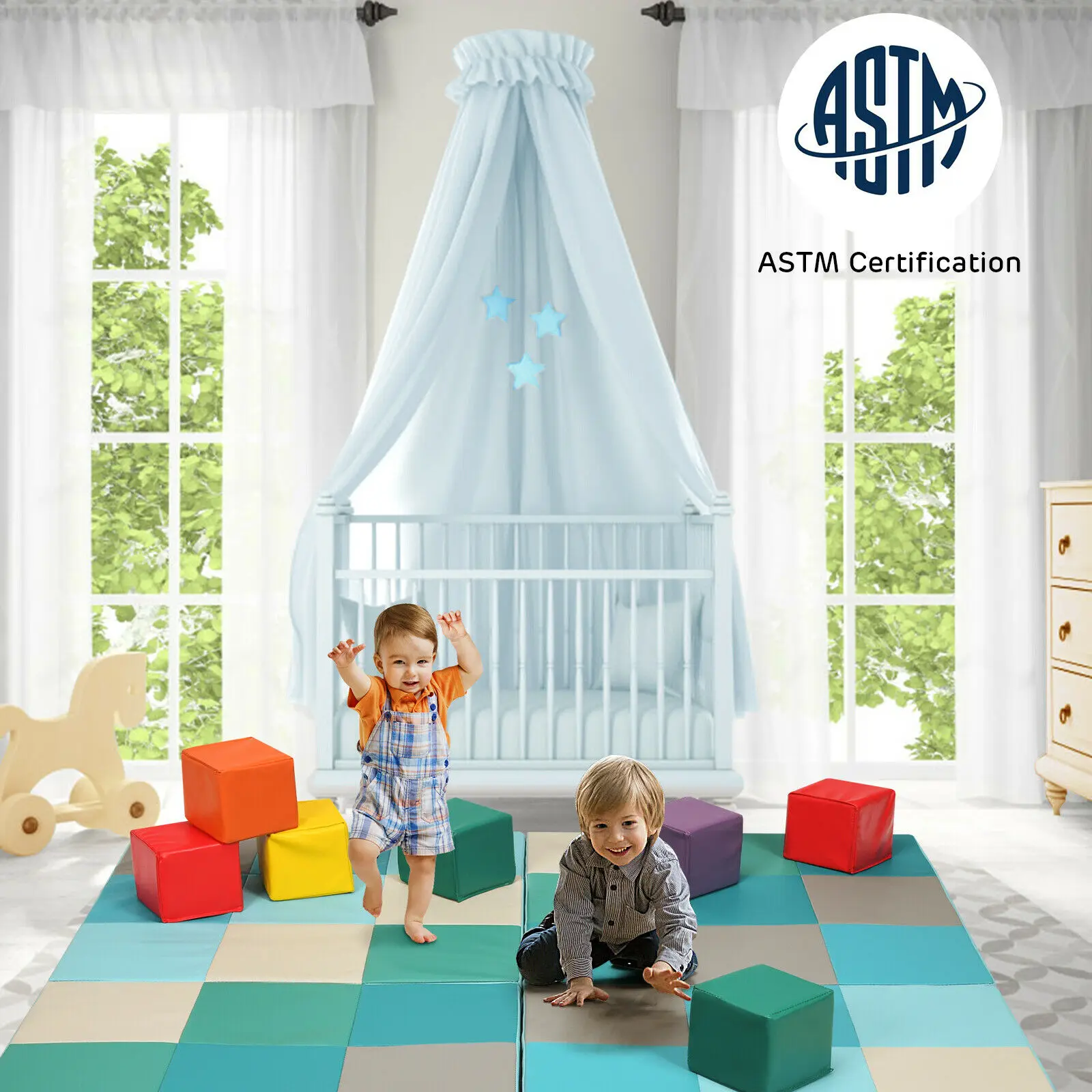 Tapis de jeu pliant en mousse pour bébés, 58 pouces, tapis de sol pour activités à domicile, garderie, école