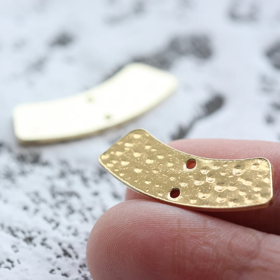 DIY Supply-Solid Brass Finding Hammered Curved Charm - 10.2x28.3mm (3878C)