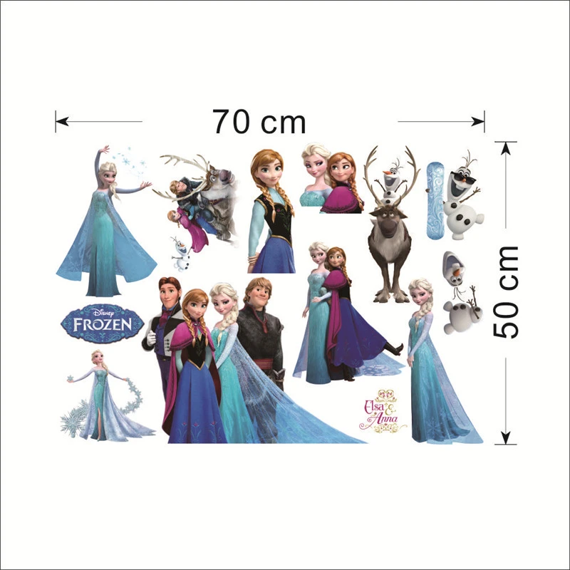 Cartoon Olaf Sven Kristoff Hans Prince Anna Elsa Princess Frozen Wall Sticker Home Decoration Anime Movie Mural Art Kids Decals