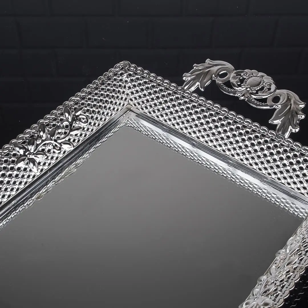 DOLBOVI Mesh Pattern Mirrored tray Silver Color Medium Size tray поднос plateau de service