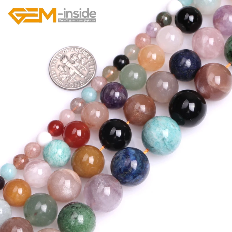 

Natural Multicolor Mixed Stone Semi Precious Round Loose Beads for Jewelry Making Strand 15 Inches Wholesale New Hot Products