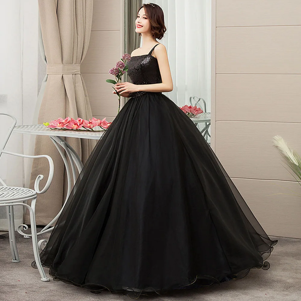 Elegante quinceanera vestidos preto um ombro tule vestido de baile baile baile quinceanera vestidos