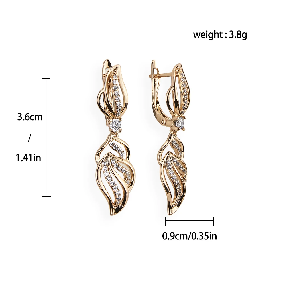 Flower Drop Earrings Mini Natural Zircon Trendy Jewelry Party Weddings Copper Gold Color Statement Dangle Earrings Women Gift