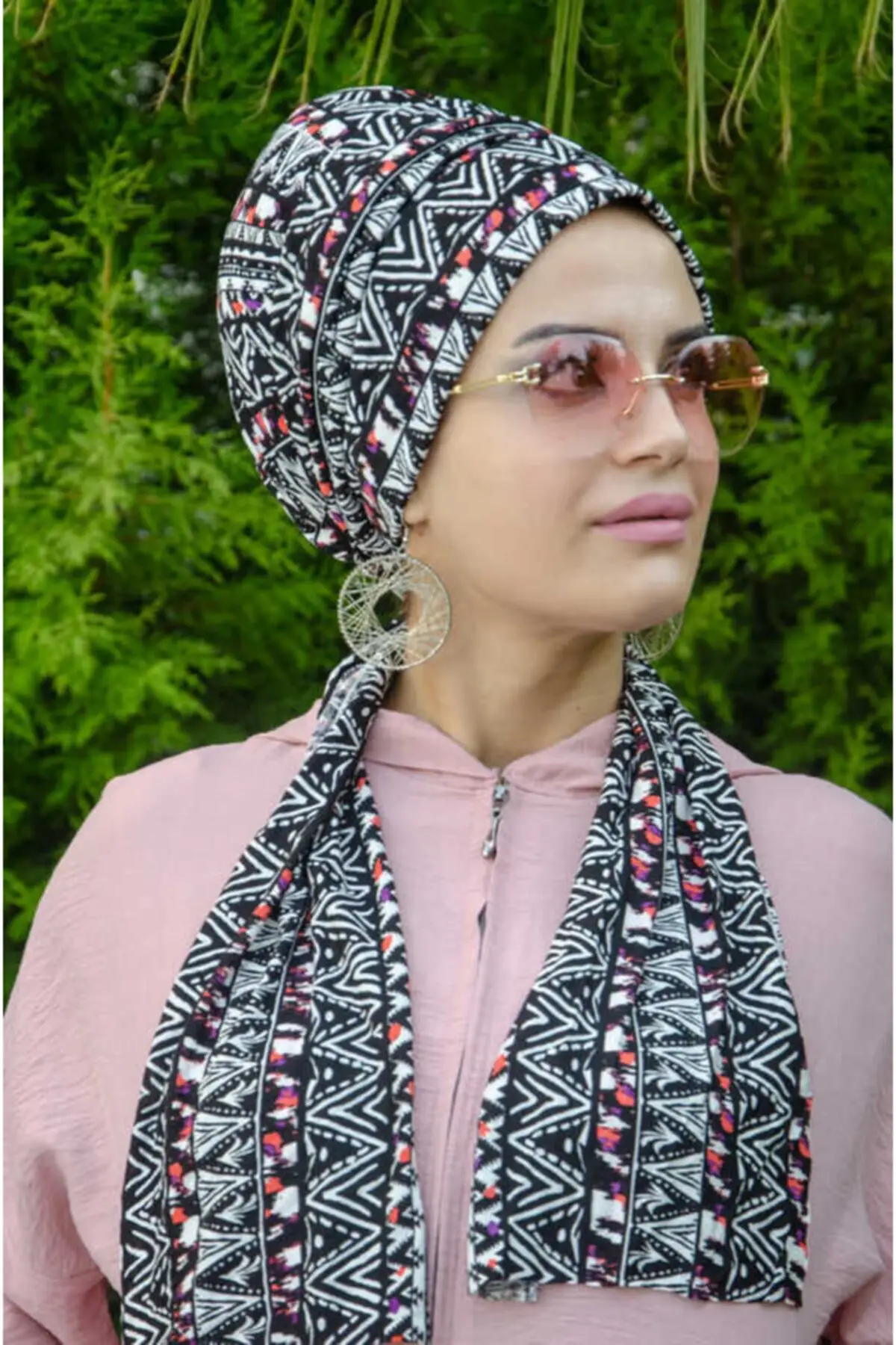 Women Ethnic Pattern Ready Hijab Bathing Cap