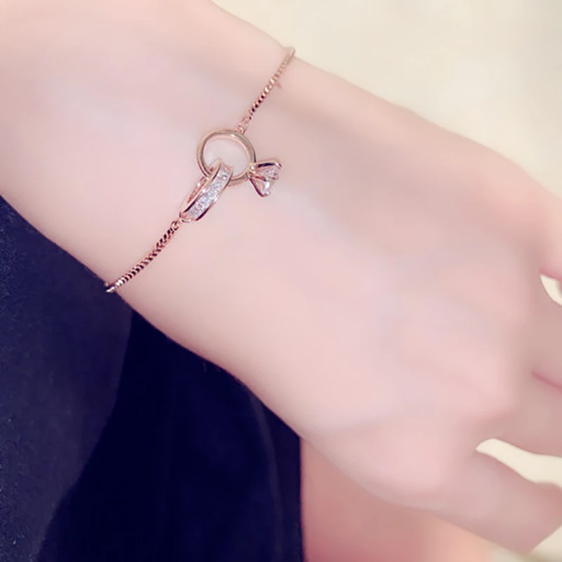 Exquisite Shine AAA Zircon Buckle Women Bracelet Handmade Top Quality Sparking CZ Copper Plated Read Gold Pulseras Brasselet