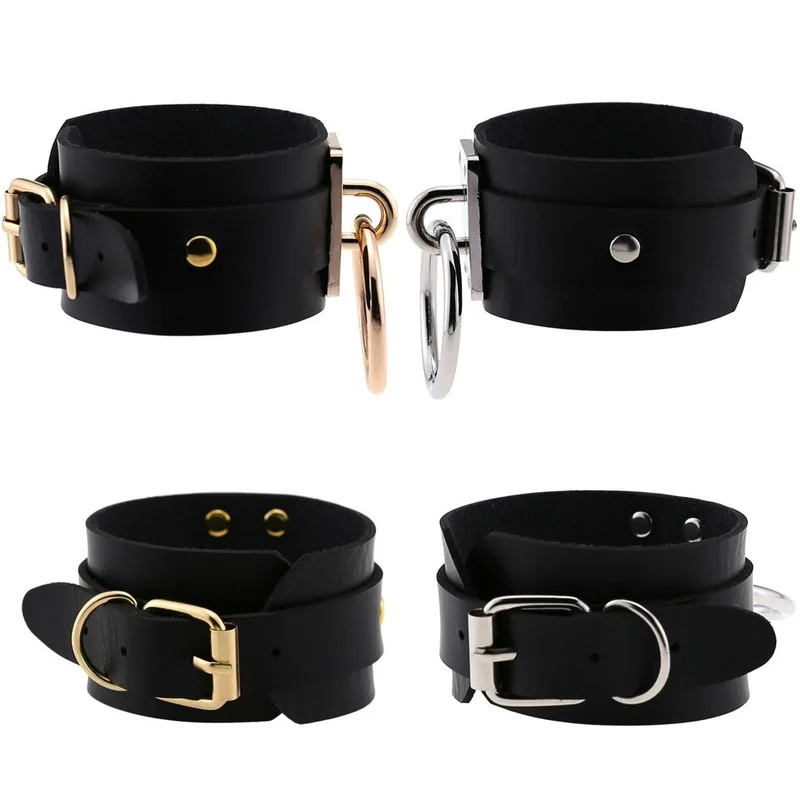 New Fashion Sexy Harajuku Handmade Gothic Punk Leather Bracelets Women Men Metal O-Round Bangle Party Jewelry