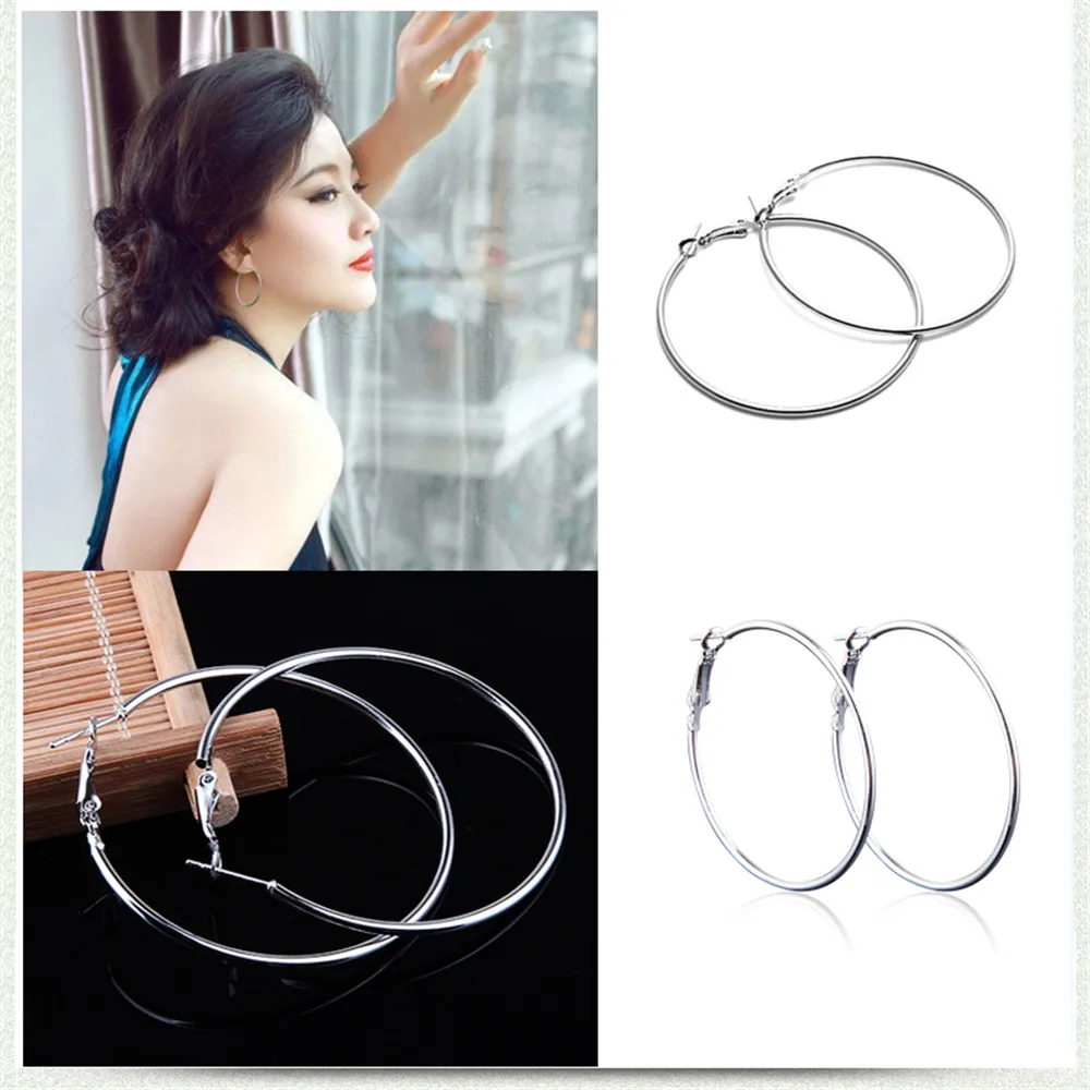 stainless steel hoop earrings for women simple big round moda feminina charm 2020 brincos para as mulheres aros mujer jewelry
