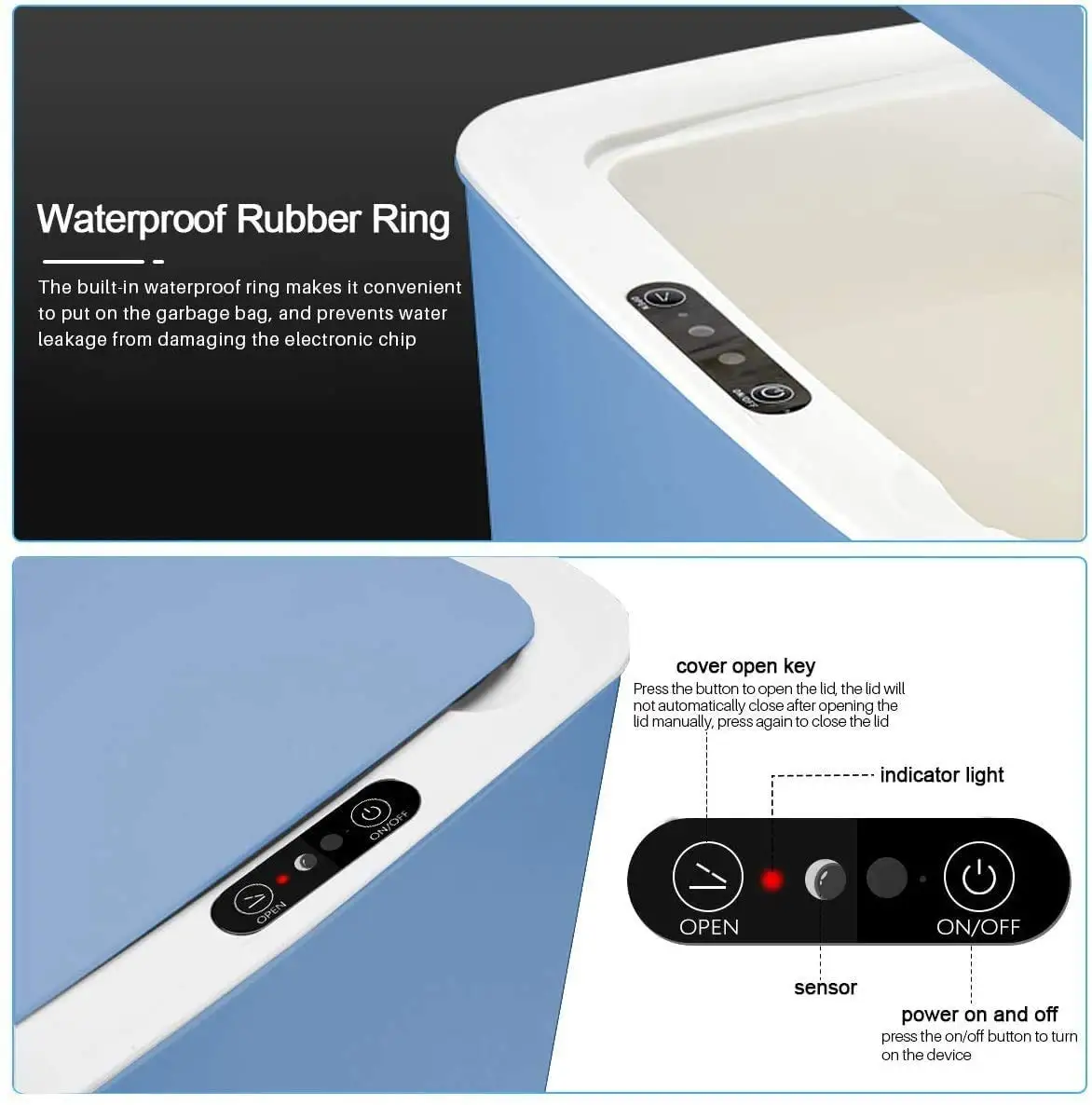 Automatic Touchless Intelligent induction Motion Sensor Kitchen Trash Can Wide Opening Sensor Eco-friendly Waste Garbage Bin