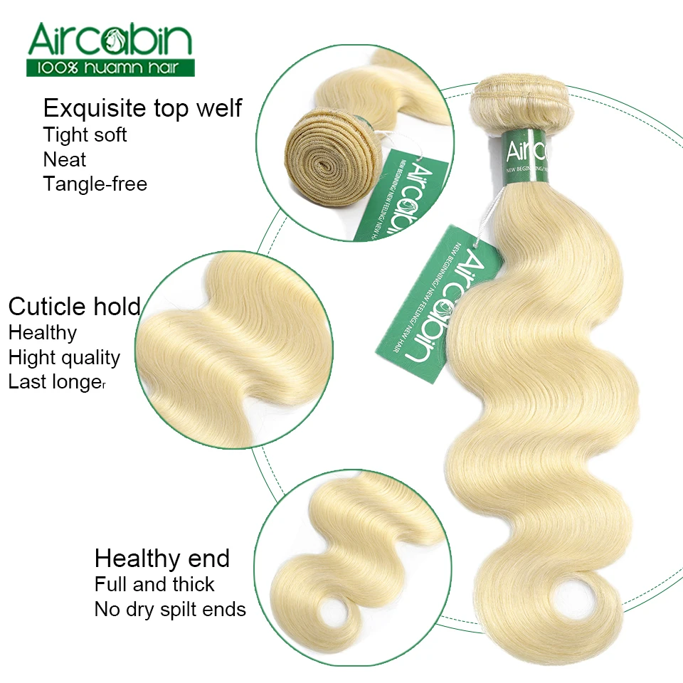 Aircabin 613 bundles One Bundle Deal Brazilian Body Wave 100% Human Hair Blonde Bundles Weaves Remy Hair Extensions 10-30 Inches