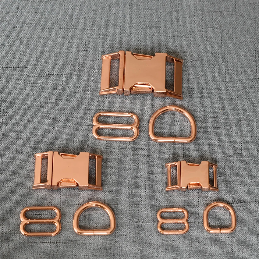 

20 Sets 15mm/20mm/25mm Rose Gold Metal Buckle Strap Adjuster D Ring For DIY Collar Paracord Leash Lock Lobster Clasp Accessory