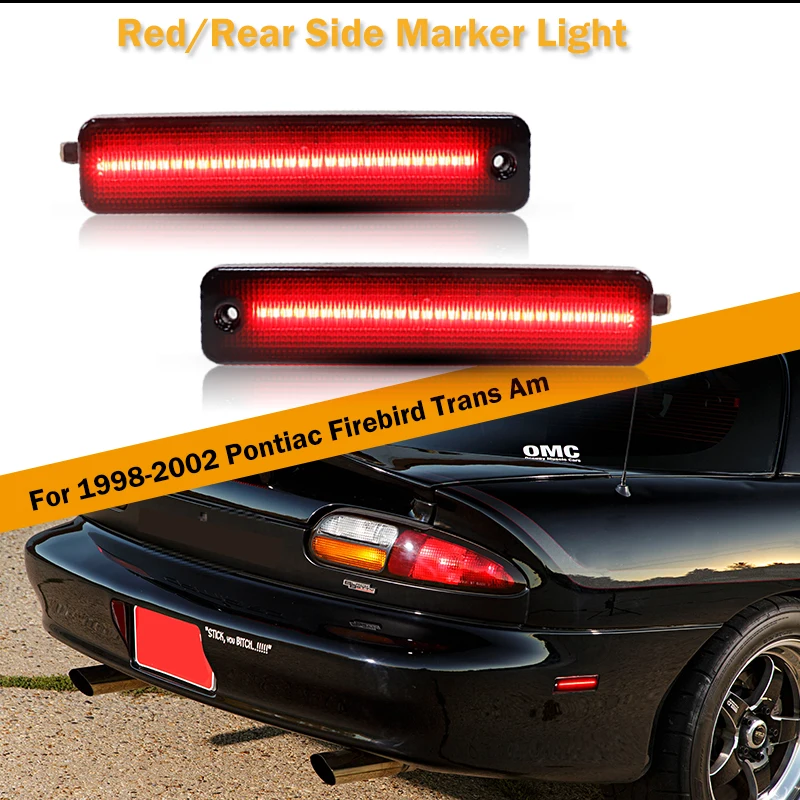 For Pontiac Firebird 1998-2002 Front Amber Rear Red Led Side Marker Lights Auto Fender Flare Lamps 05977941 05977403