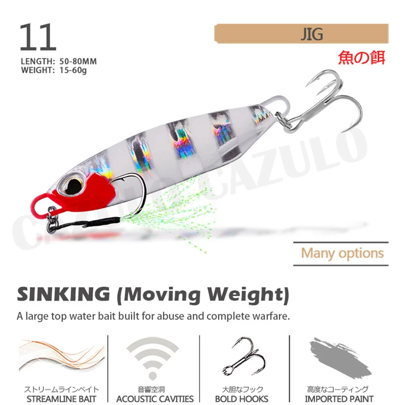 غرق طعم صيد معدن الصيد اكسسوارات إغراء Isca الأوزان الاصطناعية 15-60 جرام الطعم باس Peche En Mer ل اليوسفي الأسماك معالجة Leurre