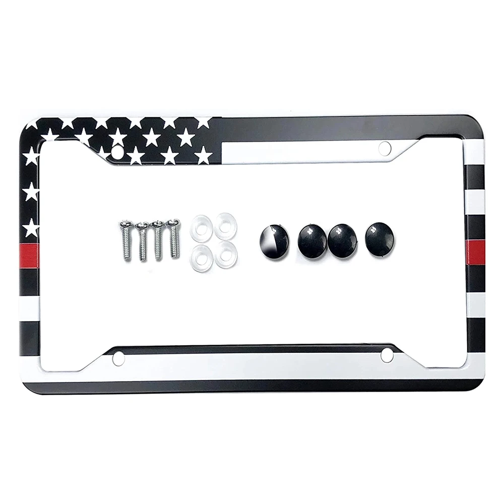 Police Firefighter EMT Flag License Plate Frames Alumina Car Licence Plate Decor Frame Army Engineer Plate Frame Military Tag