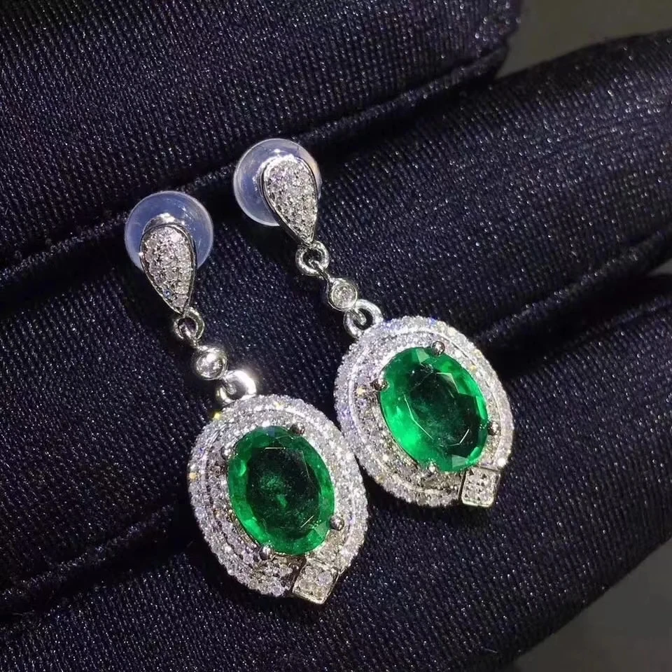 

exquisite elegant green emerald gemstone stud earring women silver jewelry real natural gem 925 silver birthday banquet gift