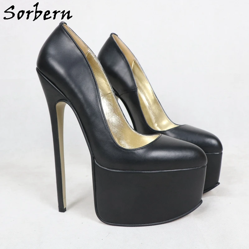 Sorbern Sexy 22Cm High Heel Pump Women Real Leather Platform Shoes Lady Of Heels For Women Crossdressers Sissy Boy Fetish Arch