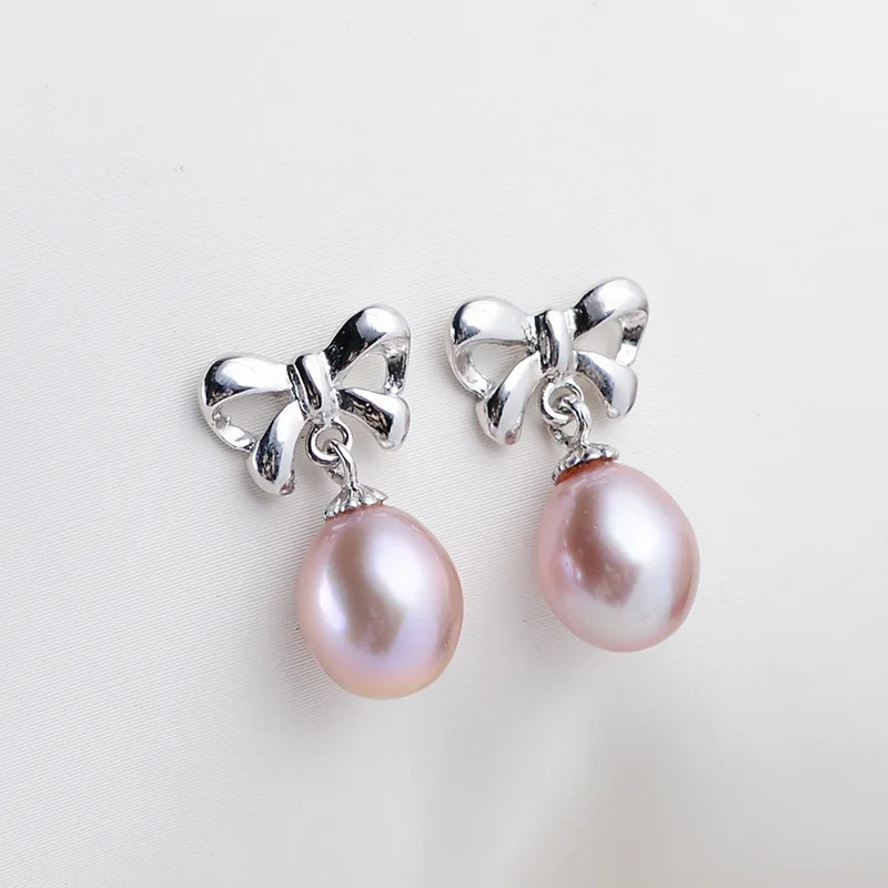 Natural Pearl Earrings Genuine Freshwater Pearl 925 Sterling Silver Drop Earrings For Women Jewelry Fashion Gift