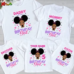 Birthday Girls T Shirt Family Matching Clothes Birthday Shirt Gift Black Princess Shirt Custom Name Kids Clothing Party Outfits