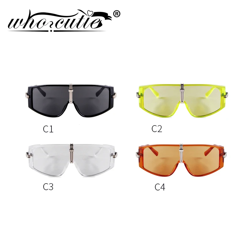 Vintage Oversized Shield Visor Sunglasses Women 2025 Brand Design Orange Green Frame Punk Goggles Sun Glasses Men Shades S341