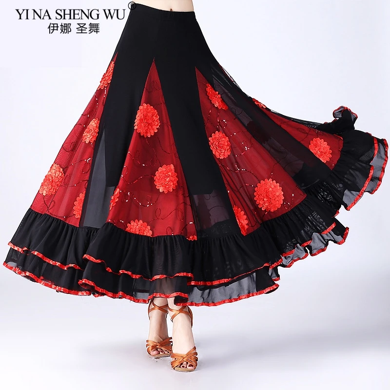 Costume de danse de salon moderne pour femme, valse flamenco, compétition classique, superposition, grande balançoire, jupes espagnoles, nouveau