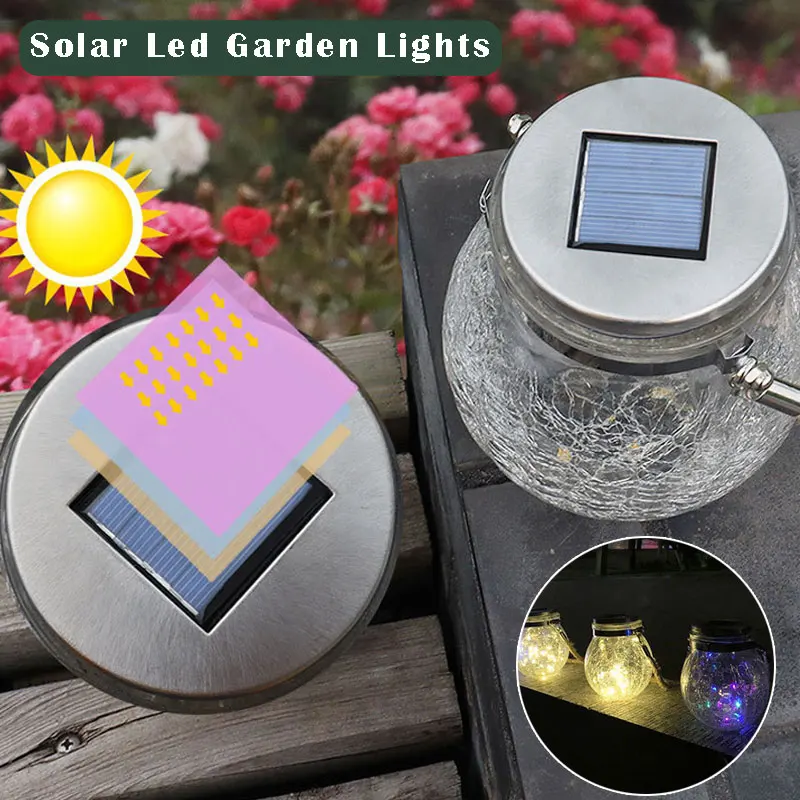 Solar Outdoor Led Light Garden Street Lighting Christmas Decoration Fairy Light Christmas Home Garden Crack Glass Chandelier