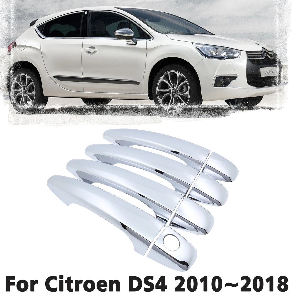 Luxury chrome door handle cover trim protection cover For Citroen DS4 DS 4 2010~2018 Car accessory sticker 2011 2012 2013 2014