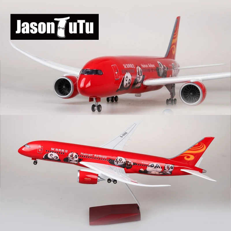 

JASON TUTU 43cm Airplane Model Aircraft Hainan Airlines Panda Series Boeing B787 1/160 Scale Diecast Resin Light and Wheel Plane