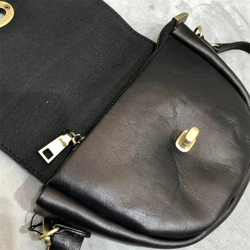 Retro Natural Leather Crossbody Bags For Women Genuine Cow Leather Small Saddle Bag Luxury Quality Women Shoulder Messenger Bags