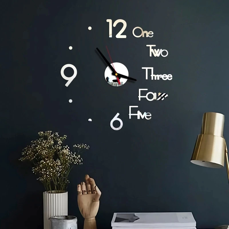 DIY Digital Wall Clock 3D Mirror Surface Sticker Silent Clock Home Office Decor Wall Clock for Bedroom Office