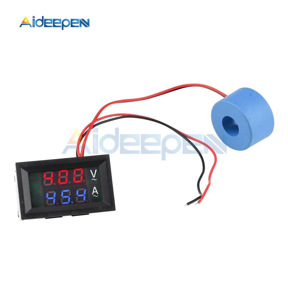 AC50-600V 220V Digital Voltmeter Ammeter Dual Display Voltage Current Meter Detector Meter Amperimetro LED Electrical Instrument